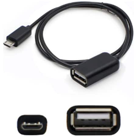 Add-On 1Ft Micro-Usb 2.0 (B) Male To Usb 2.0 (A) Female Black On-The-Go Cable USBOTG1F-AO